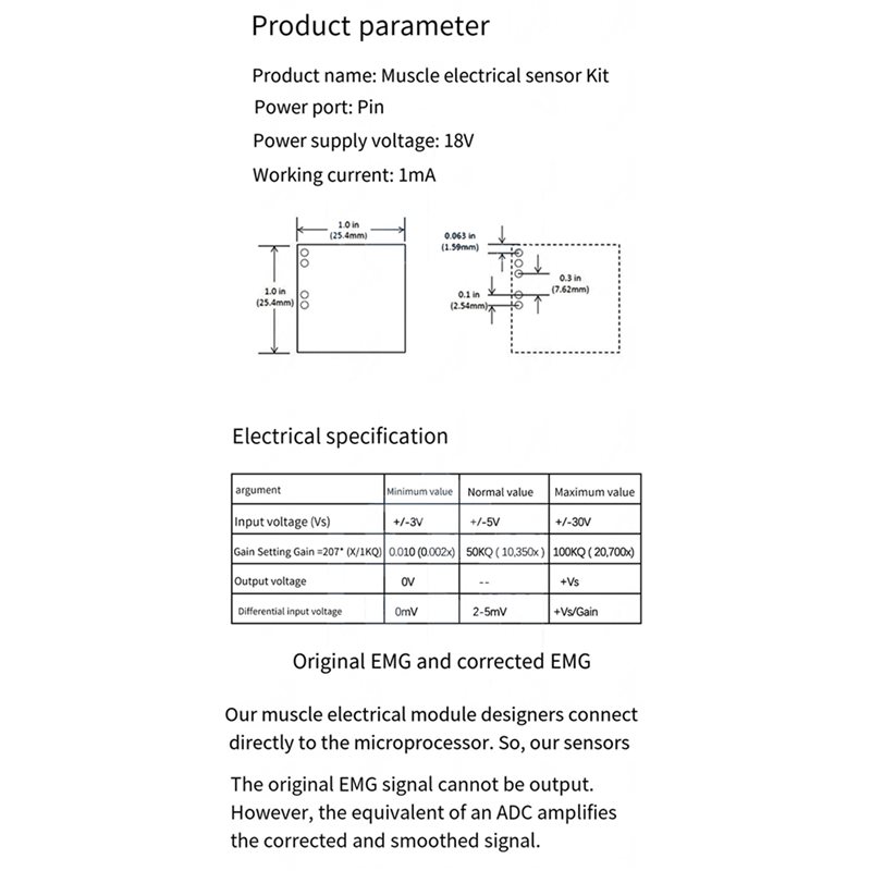 B50B-3X Muscle Electrical Sens - Muscle Sensor Emg incelemesi ve fiyatı